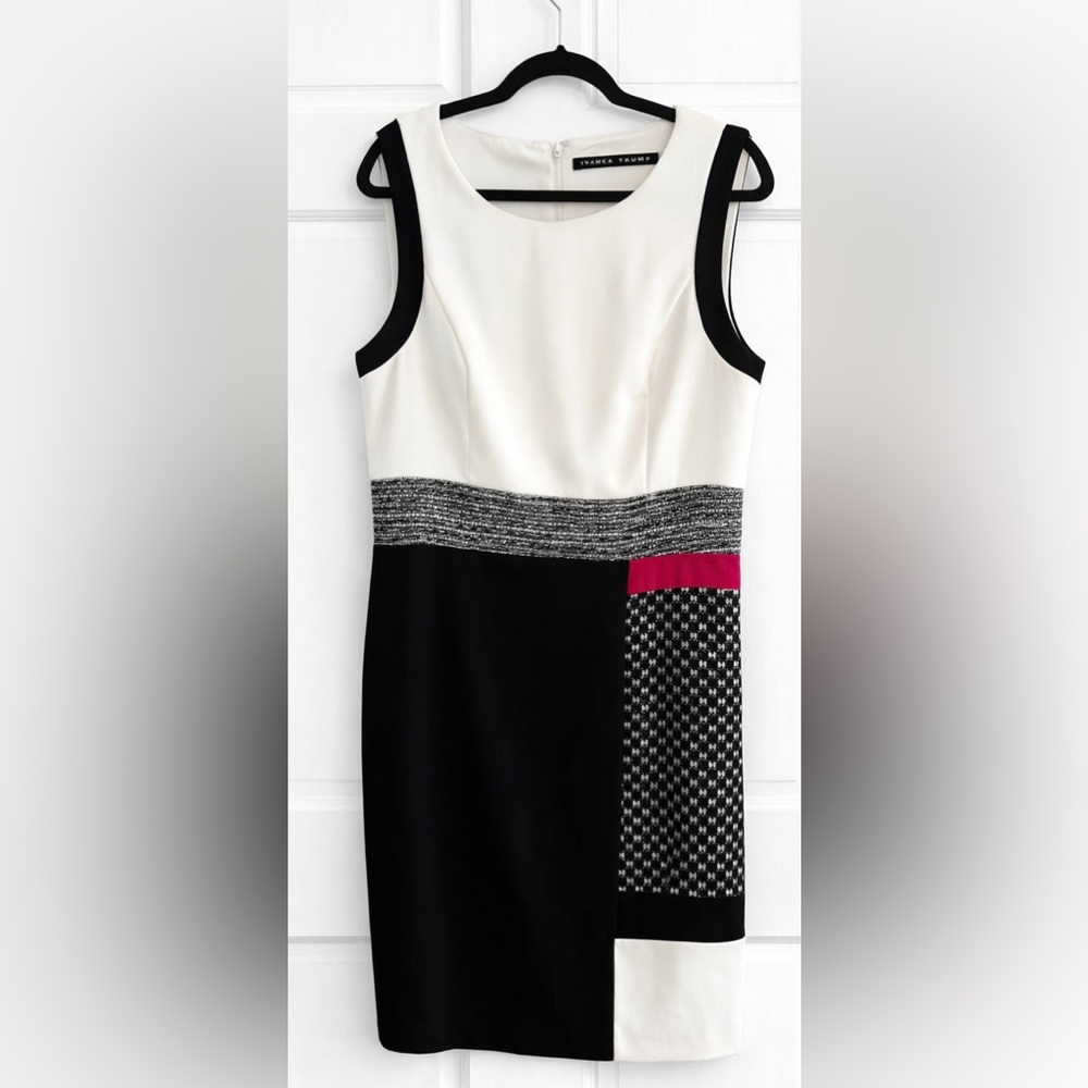 Ivanka Trump Black, White & Pink Colorblock Dress - size 12
